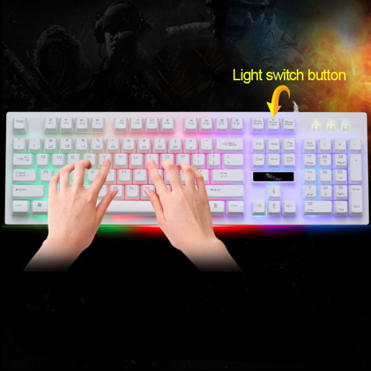 ZGB G20 1600 DPI Professional Wired Glowing Mechanical Feel Suspension Keyboard + Optical Mouse Kit for Laptop, PC(White) by buy2fix