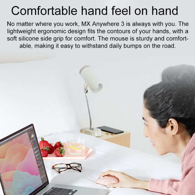 Logitech MX Anywhere 3S 4 Keys Wireless Bluetooth Dual Mode Mute Mouse (Pink) by Logitech