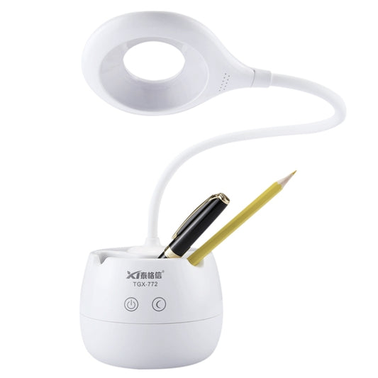 TGX-772 3-grade Brightness Touch Dimmer LED Desk Lamp, 28 LEDs Flexible Goose Neck Hollow Ring Design Eye Protection Light with Pen Holder / Small Night Light Function by buy2fix