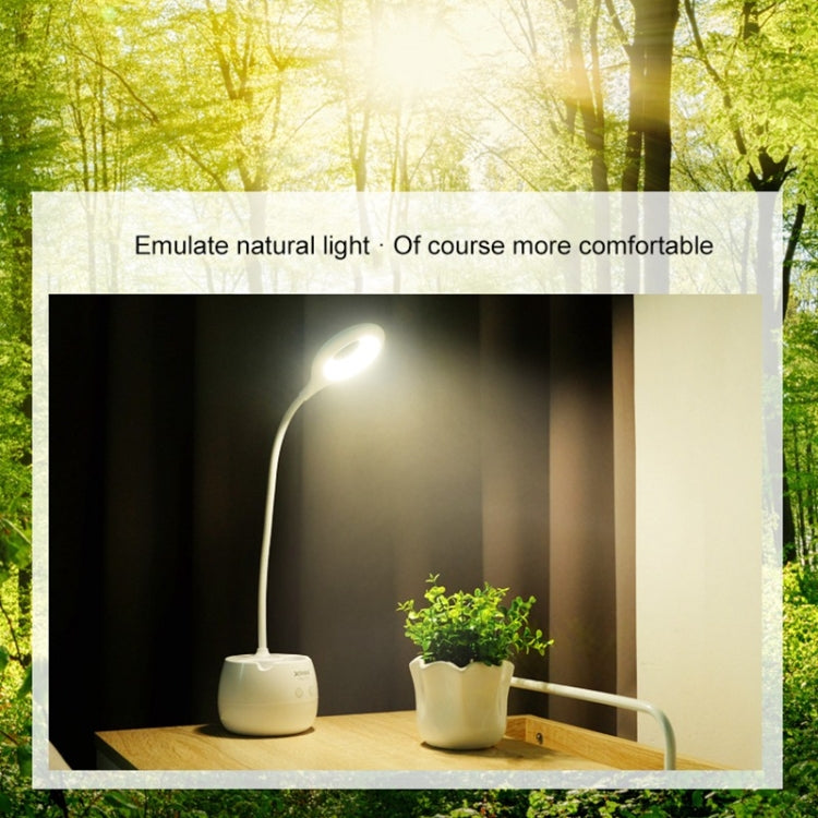 TGX-772 3-grade Brightness Touch Dimmer LED Desk Lamp, 28 LEDs Flexible Goose Neck Hollow Ring Design Eye Protection Light with Pen Holder / Small Night Light Function by buy2fix