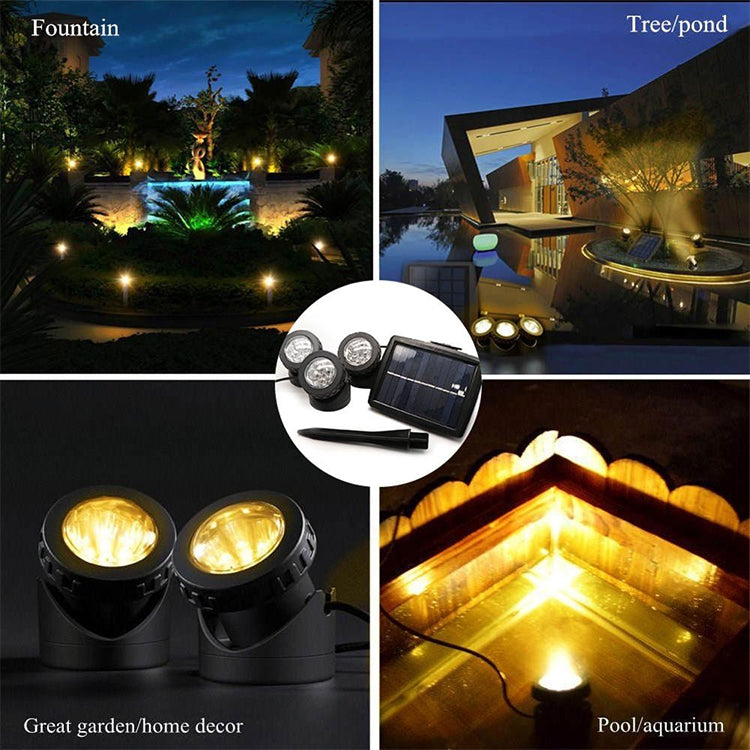 Two Heads LED Outdoor Waterproof Solar Underwater Spotlight Floodlight by buy2fix