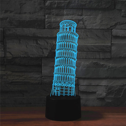 Paris Leaning Tower Shape 3D Colorful LED Vision Light Table Lamp, USB & Battery Version by buy2fix