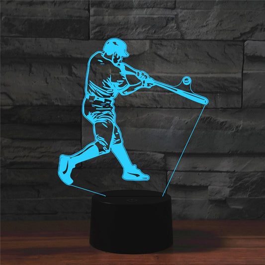 Playing Baseball Shape 3D Colorful LED Vision Light Table Lamp, Charging Touch Version by buy2fix