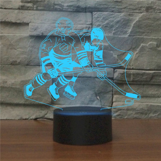 Playing Ice Hockey Shape 3D Colorful LED Vision Light Table Lamp, Crack Remote Control Version by buy2fix