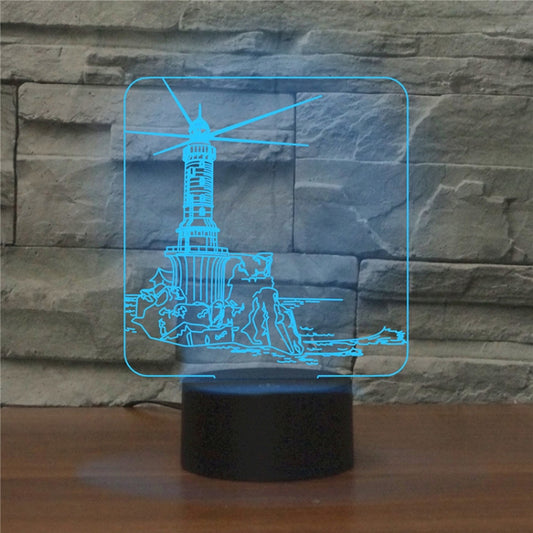 Lighthouse Shape 3D Colorful LED Vision Light Table Lamp, USB Touch Version by buy2fix