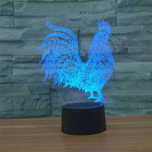 Cock Shape 3D Colorful LED Vision Light Table Lamp, USB Touch Version by buy2fix