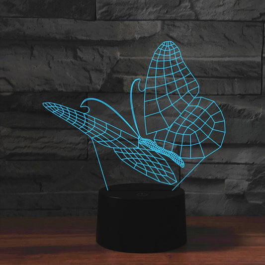 Butterfly Shape 3D Colorful LED Vision Light Table Lamp, 16 Colors Remote Control Version by buy2fix