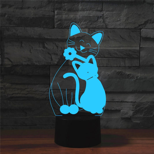Cat Shape 3D Colorful LED Vision Light Table Lamp, Crack Remote Control Version by buy2fix