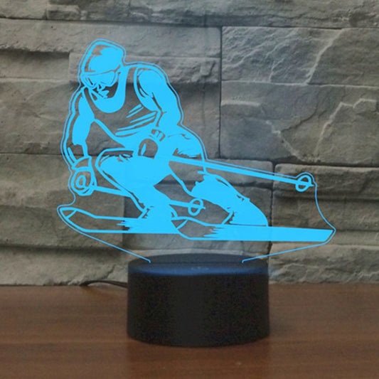 Skiing Shape 3D Colorful LED Vision Light Table Lamp, USB Touch Version by buy2fix