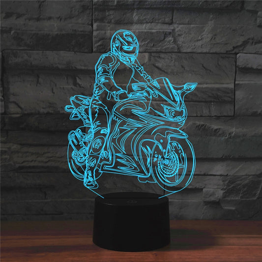 Motorcycle Shape 3D Colorful LED Vision Light Table Lamp, Crack Remote Control Version by buy2fix