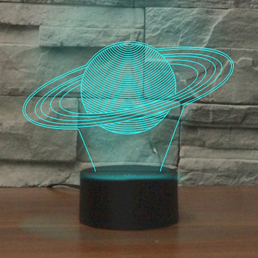 Saturn Shape 3D Colorful LED Vision Light Table Lamp, Crack Touch Version by buy2fix