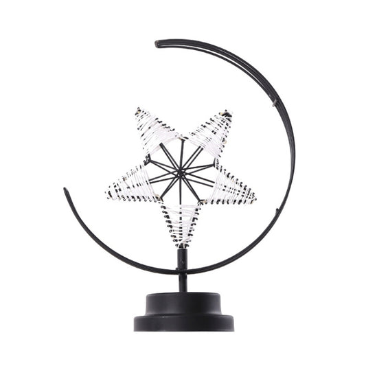 Star Moon Shape Iron Night Light Decorative Light, USB Version (Black) by buy2fix