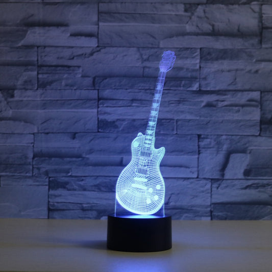 Guitar Shape 3D Colorful LED Vision Light Table Lamp, Crack Remote Control Version by buy2fix