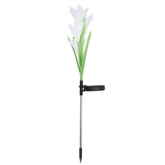Simulated Lily Flower 4 Heads Solar Powered Outdoor IP55 Waterproof LED Decorative Lawn Lamp, White Light (White) by buy2fix