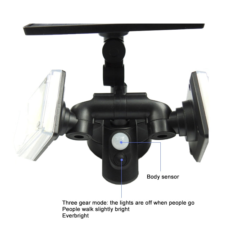 56 LEDs Home Lighting Integrated Courtyard Waterproof Double Heads Rotatable Solar Wall Light Street Light by buy2fix