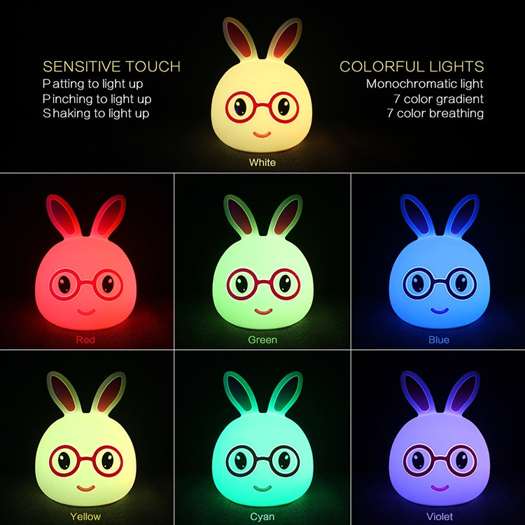 Smiling Rabbit Creative Touch 3D LED Decorative Night Light, USB Charging Version (Pink) by buy2fix