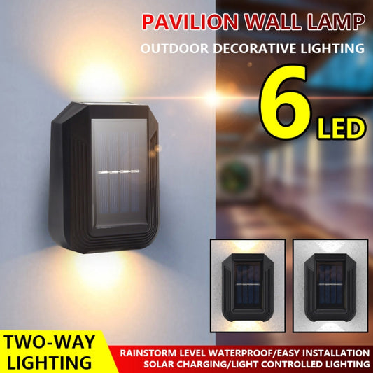 6 LED Solar Wall Lamp Outdoor Decorative Garden Up And Down Light (White Light) by buy2fix