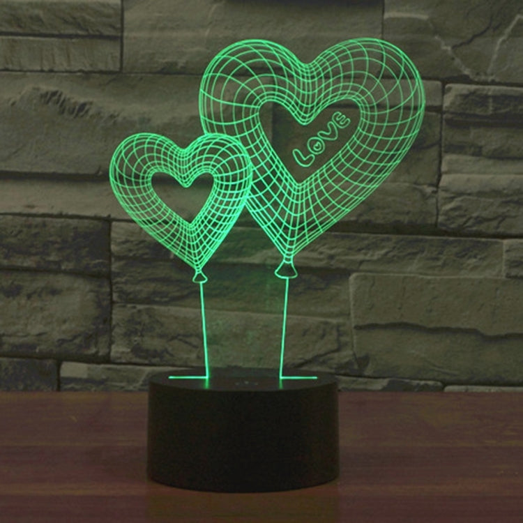 Double Heart Balloon Style 3D Touch Switch Control LED Light , 7 Color Discoloration Creative Visual Stereo Lamp Desk Lamp Night Light by buy2fix