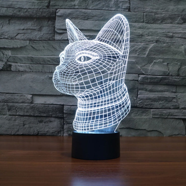 Side Face Cat Style 3D Touch Switch Control LED Light , 7 Color Discoloration Creative Visual Stereo Lamp Desk Lamp Night Light by buy2fix