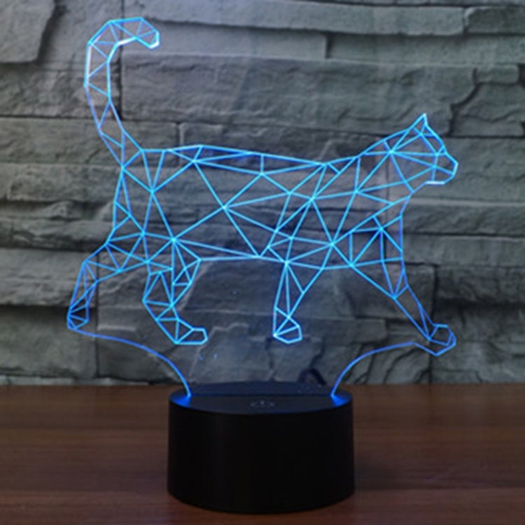 Walking Cat Shape 3D Touch Switch Control LED Light , 7 Colour Discoloration Creative Visual Stereo Lamp Desk Lamp Night Light by buy2fix