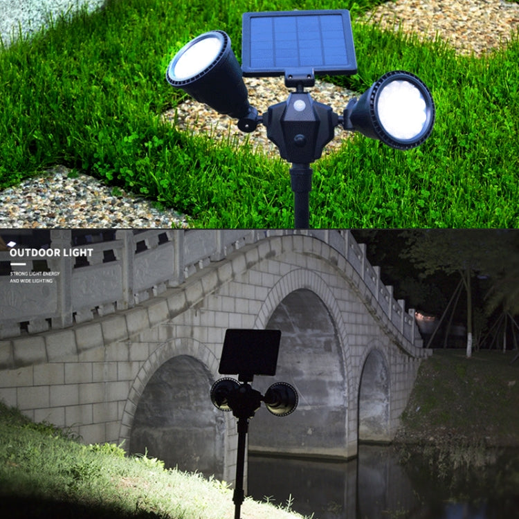 Solar Powered Robot LED Spotlight Double-headed Smart Sensor Light for Outdoor Lawn by buy2fix