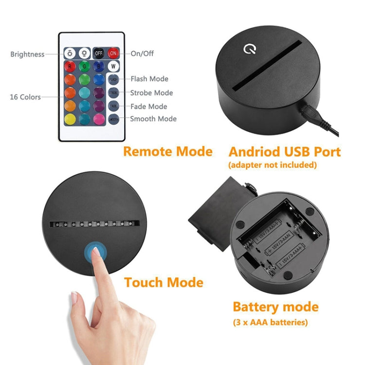 Baseball Cap Shape 3D Colorful LED Vision Light Table Lamp, 16 Colors Remote Control Version by buy2fix