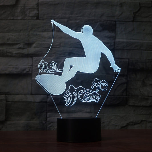 Surf Riding Shape 3D Colorful LED Vision Light Table Lamp, Charging Touch Version by buy2fix