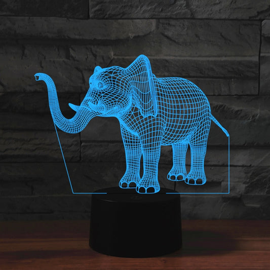 Elephant Shape 3D Colorful LED Vision Light Table Lamp, 16 Colors Remote Control Version by buy2fix