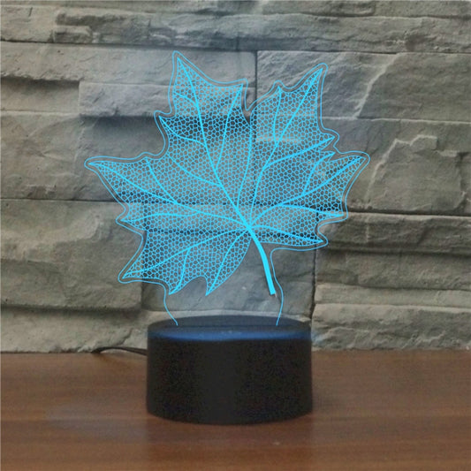 Maple Leaf Shape 3D Colorful LED Vision Light Table Lamp, USB & Battery Version by buy2fix