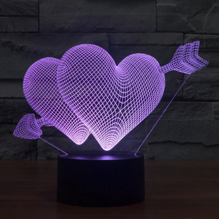 Arrow Through Heart Style 3D Touch Switch Control LED Light , 7 Colour Discoloration Creative Visual Stereo Lamp Desk Lamp Night Light by buy2fix