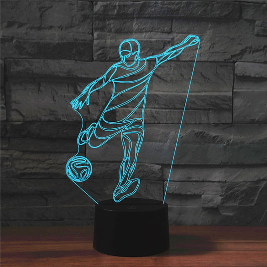 Playing Football Shape 3D Colorful LED Vision Light Table Lamp, USB Touch Version by buy2fix