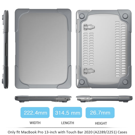 For MacBook Pro 13 inch 2022 & A2289 / A2251 / A2338 2020 PC + TPU Two Colors Laptop Protective Case(Grey) by buy2fix