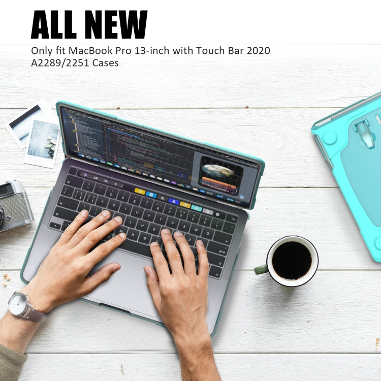 For MacBook Pro 13 inch 2022 & A2289 / A2251 / A2338 2020 PC + TPU Two Colors Laptop Protective Case(Mint Green) by buy2fix
