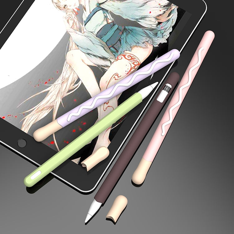 LOVE MEI For Apple Pencil 2 Stripe Design Stylus Pen Silicone Protective Case Cover (Pink) by LOVE MEI