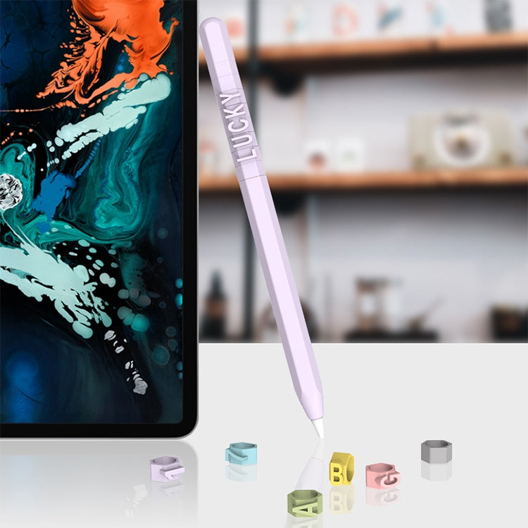 LOVE MEI For Apple Pencil 1 Number Letter Design Stylus Pen Silicone Protective Case Cover(Grey) by LOVE MEI