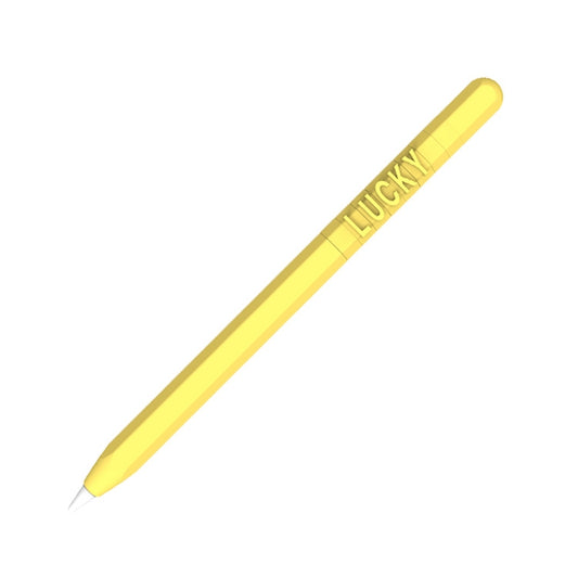 LOVE MEI For Apple Pencil 1 Number Letter Design Stylus Pen Silicone Protective Case Cover(Yellow) by LOVE MEI