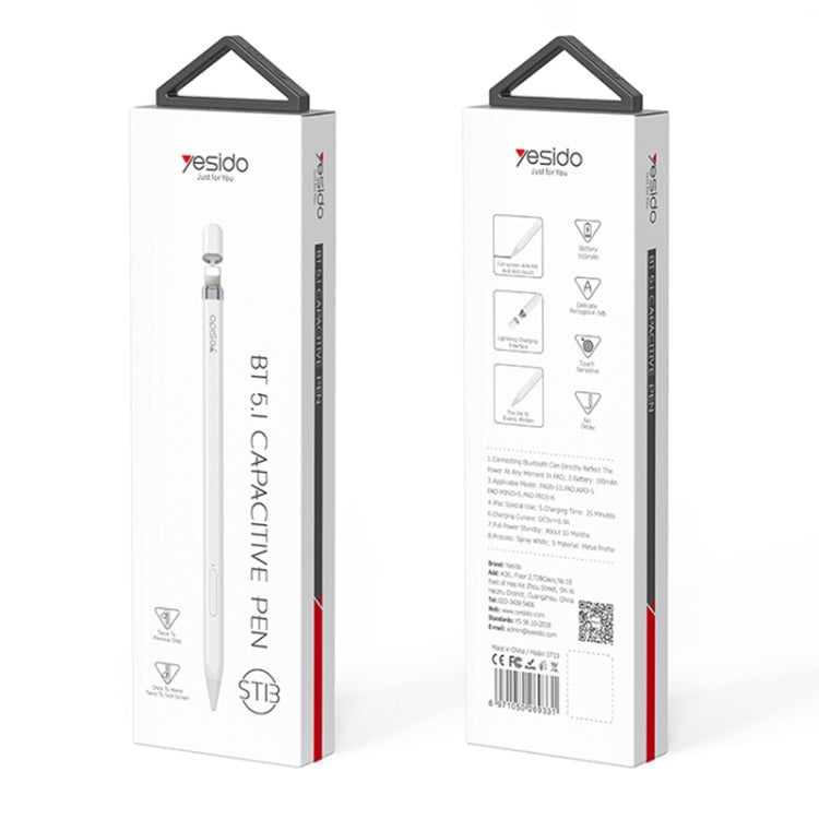 Yesido ST13 8 Pin Interface Multi-function Bluetooth Wireless Stylus Pen Capacitive Pencil for iPad (White) by Yesido