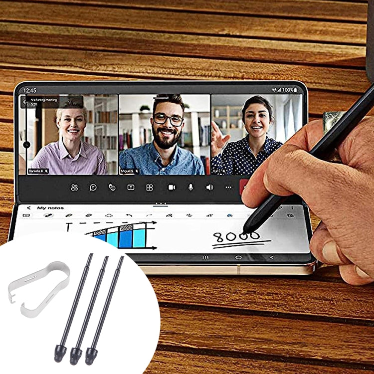 For Samsung Galaxy Z Fold5 / Fold4 / Fold3 4 in 1 Stylus Pen Replacement Pencil Tips (Black) by buy2fix