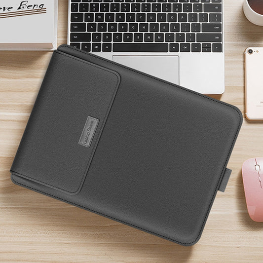 4 in 1 Universal Waterproof PU Leather Laptop Liner Bag with Handle & Stand & Pen Holder + 2 Winders + Mouse Bag + Charger Bag Set for 13 / 14 inch Laptops(Grey) by buy2fix