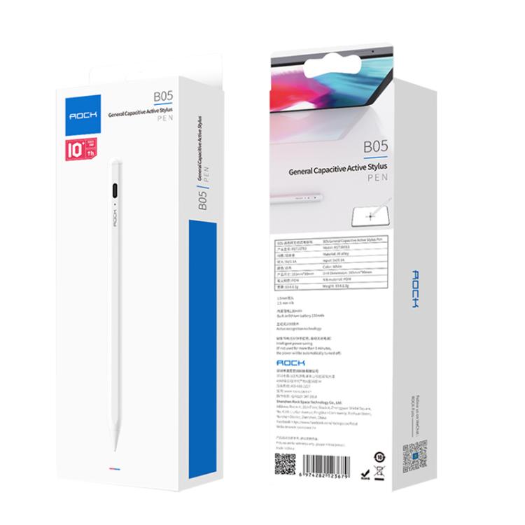 ROCK B05 Replaceable Active Magnetic Capacitive Pen for iPad 2018 or Above(White) by ROCK