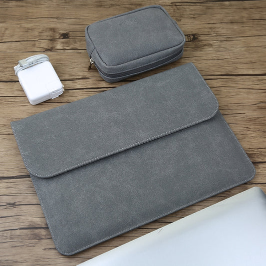 2 in 1 Horizontal Matte Leather Laptop Inner Bag + Power Bag for MacBook Air 11.6 inch A1465 (2012 - 2015) / A1370 (2010 - 2011)(Dark Gray) by buy2fix