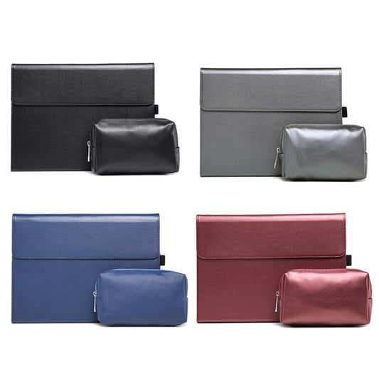 For Microsoft Surface Pro 7 / 7+ Microfiber Lambskin Texture Magnetic Horizontal Flip Leather Case + Power Supply Bag with Pen Slot & Holder (Blue) - Others by buy2fix | Online Shopping UK | buy2fix