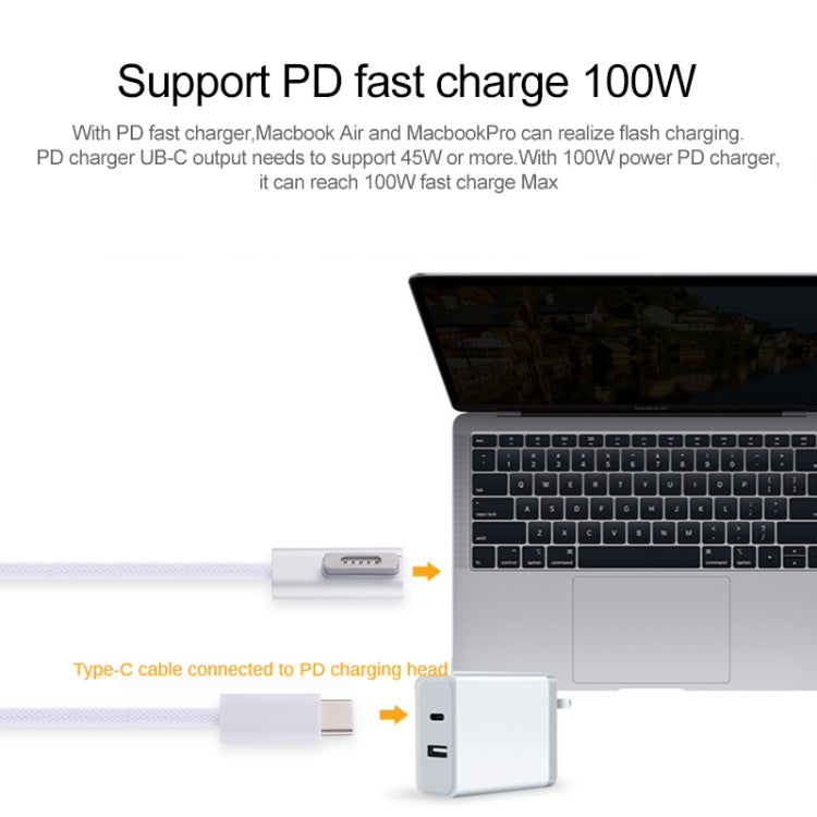 45W / 65W / 85W / 100W 5 Pin MagSafe 2 (T-Shaped) to USB-C / Type-C PD Charging Cable by buy2fix