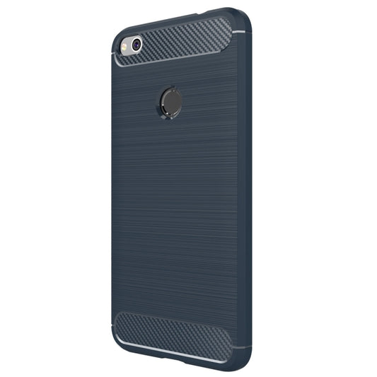For Huawei P8 Lite (2017) Brushed Carbon Fiber Texture Shockproof TPU Protective Case(Dark Blue) by buy2fix