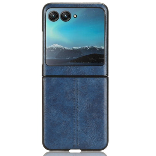 For Motorola Moto Razr 40 Ultra Sewing Cow Pattern Skin PC + PU + TPU Phone Case (Blue) by buy2fix