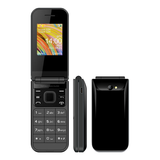 UNIWA F2720 Flip Phone, 1.77 inch, SC6531E, Support Bluetooth, FM, GSM, Dual SIM(Black) by UNIWA