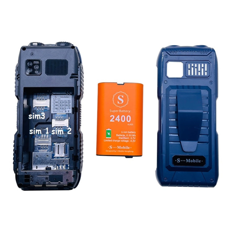 S555 Triple Proofing Elder Phone, Waterproof Shockproof Dustproof, 2400mAh Battery, 2.2. inch, 21 Keys, LED Flashlight, FM, Quad SIM, with Antenna(Blue) by buy2fix