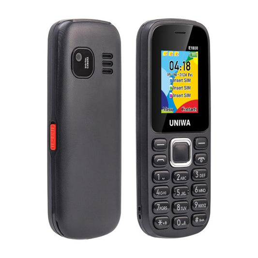 UNIWA E1808 Elder Keypad Phone, 1.77 inch SC6531E, LED Flashlight, 21 Keys, Network: 2G, Triple SIM, EU Plug (Black) - UNIWA by UNIWA | Online Shopping UK | buy2fix