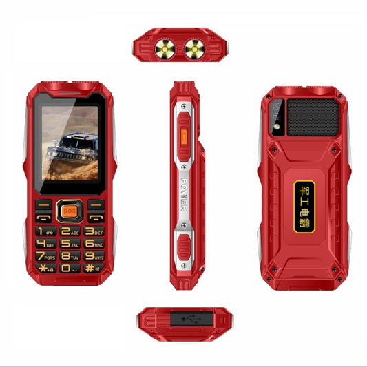Q8-1 Triple Proofing Elder Phone, 16800mAh Battery, 2.4 inch, 21 Keys, Bluetooth, LED Flashlight, FM, SOS, Dual SIM, Network: 4G (Red) by buy2fix
