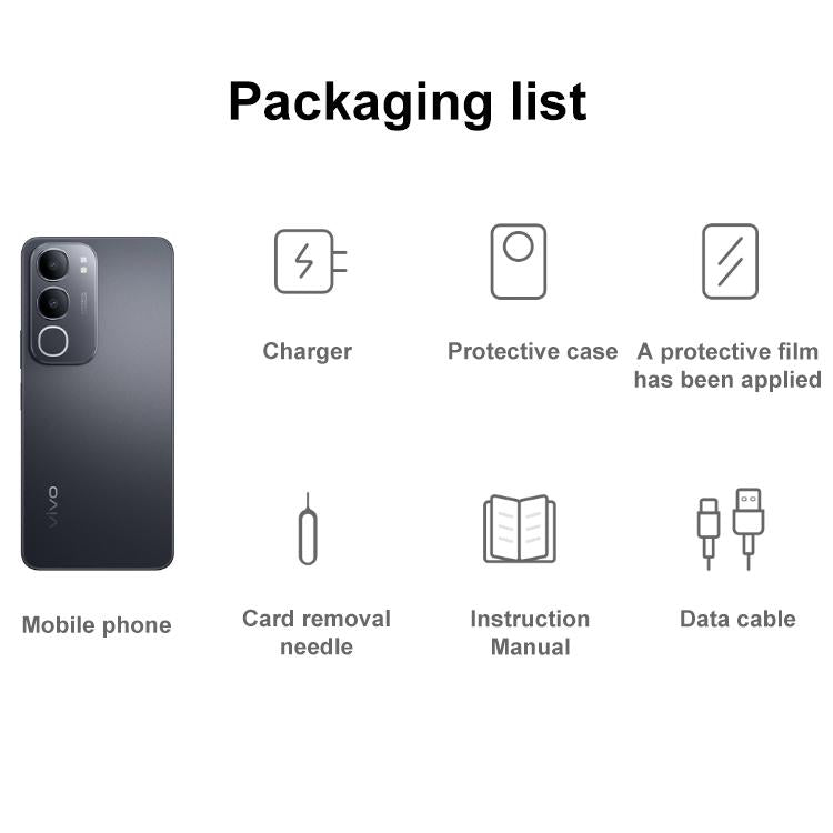 vivo Y50 5G, 4GB+128GB, Face ID / Side Fingerprint, 6.74 inch Android 15 OriginOS 5 Dimensity 6300 Octa Core, OTG, Network: 5G (Black) - vivo by vivo | Online Shopping UK | buy2fix